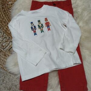 Janie and Jack White Nutcracker Dog Long Sleeve Set Size 3T